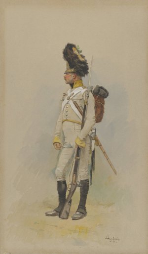 A Standing Grenadier of the Municipal Guard by Jean-Baptiste Edouard Detaille Oil Painting