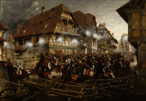 Charge du 9e regiment de cuirassiers dans le village de Morsbronn by Jean-Baptiste Edouard Detaille Oil Painting