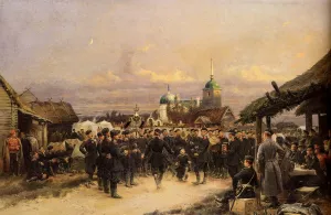 Chorus Of The Fourth Infantry Battalion At Tsarskoe Selo by Jean Baptiste Edouard Detaille Oil Painting