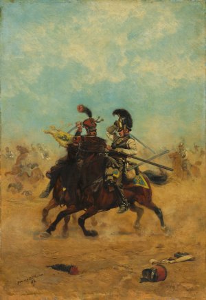 Combat for the Colors by Jean-Baptiste Edouard Detaille Oil Painting