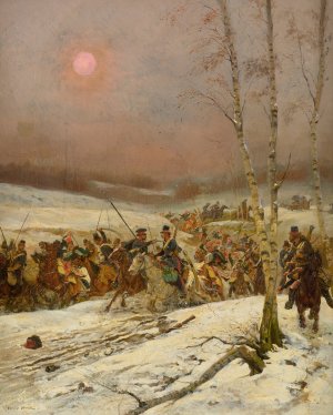 Cossacks Attacked By The Guard Of Honor During Napoleon's Russian Campaign by Jean-Baptiste Edouard Detaille Oil Painting