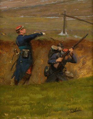 Dans Un Ravin. Lignards by Jean-Baptiste Edouard Detaille Oil Painting