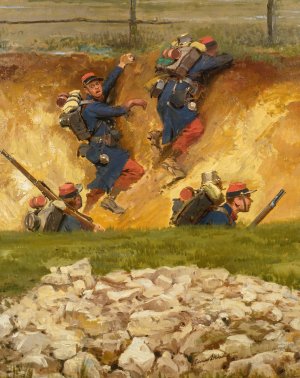 Dans Un Ravin. Lignards Oil painting by Jean-Baptiste Edouard Detaille