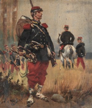 Soldiers by Jean-Baptiste Edouard Detaille Oil Painting