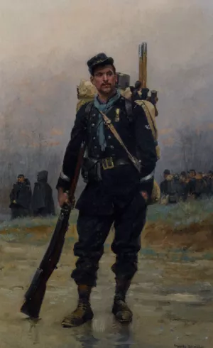 Un Soldat Avec son Equipement by Jean Baptiste Edouard Detaille Oil Painting