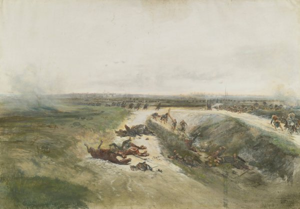 Main Product Photo of Une L'offensive Militaire; A Study For The Panorama Of The Battle Of Champigny  Painting by Jean-Baptiste Edouard Detaille