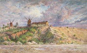 La Butte aux Moulins a Montmartre by Jean-Baptiste-Francois Arnaud-Durbec Oil Painting