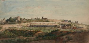 La Butte et les moulins de Montmartre, face nord by Jean-Baptiste-Francois Arnaud-Durbec Oil Painting