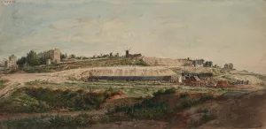 La Butte et les moulins de Montmartre, face nord by Jean-Baptiste-Francois Arnaud-Durbec Oil Painting