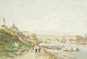 Viaduc du Point du jour, pris hors la porte de Billancourt by Jean-Baptiste-Francois Arnaud-Durbec Oil Painting