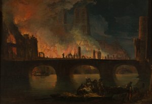L'incendie de l'Hotel Dieu, en 1772 by Jean-Baptiste Francois Genillion Oil Painting