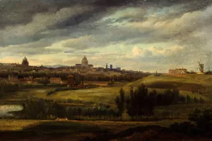 Vue de Paris, prise des hauteurs de Gentilly Oil painting by Jean-Baptiste-Gabriel Langlace