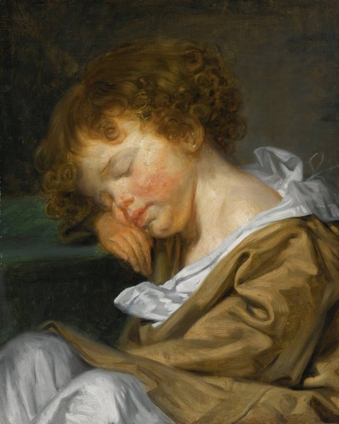 A Boy Asleep On A Table by Jean-Baptiste Greuze - Hand-Painted Oil Painting Reproduction