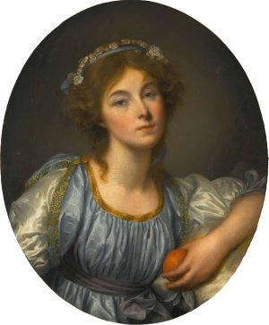 A Young Girl Holding An Orange by Jean-Baptiste Greuze Oil Painting