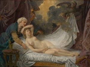Aegina Visited by Jupiter by Jean-Baptiste Greuze Oil Painting