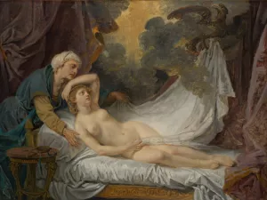 Aegina Visited by Jupiter by Jean-Baptiste Greuze Oil Painting