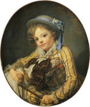 Boy with a Dog by Jean-Baptiste Greuze Oil Painting