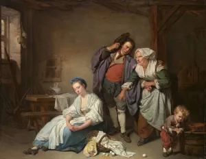 Broken Eggs by Jean-Baptiste Greuze Oil Painting