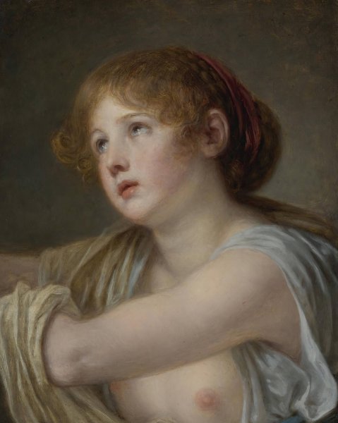 Bust Of A Young Woman by Jean-Baptiste Greuze - Hand-Painted Oil Painting Reproduction
