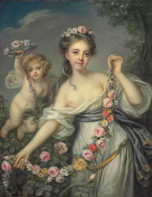 Flora And Zephyr Oil painting by Jean-Baptiste Greuze