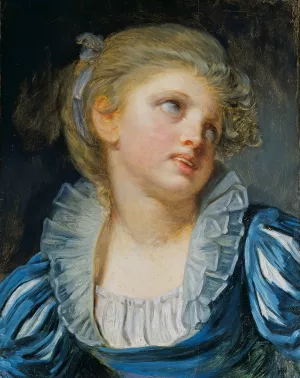 Girl in a Blue Dress Oil painting by Jean-Baptiste Greuze