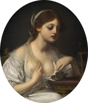 Girl with Birds by Jean-Baptiste Greuze Oil Painting