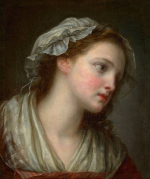 Girl with Bonnet by Jean-Baptiste Greuze Oil Painting