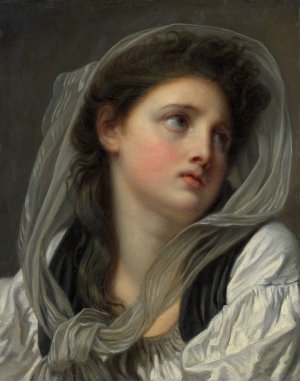 Head of a Young Woman by Jean-Baptiste Greuze Oil Painting