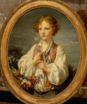 Jeune berger qui tente le sort pour savoir s'il est aime de sa bergere by Jean-Baptiste Greuze Oil Painting
