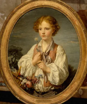 Jeune berger qui tente le sort pour savoir s'il est aime de sa bergere by Jean-Baptiste Greuze Oil Painting