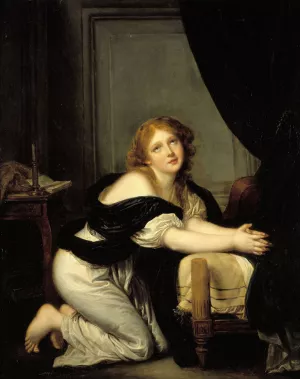 La Priere du matin by Jean-Baptiste Greuze Oil Painting