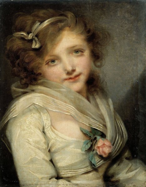 Portrait de jeune fille  by Jean-Baptiste Greuze - Hand-Painted Oil Painting Reproduction