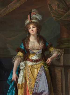 Portrait of a Lady in Turkish Fancy Dress by Jean-Baptiste Greuze Oil Painting