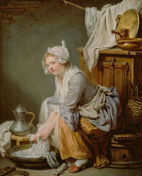 The Laundress  by Jean-Baptiste Greuze - Hand-Painted Oil Painting Reproduction
