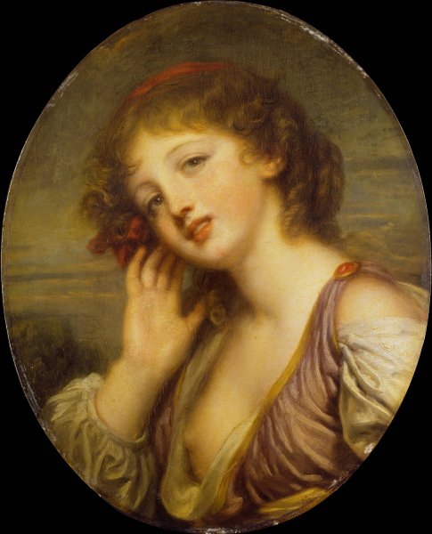 The Listening Woman  by Jean-Baptiste Greuze - Hand-Painted Oil Painting Reproduction