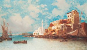 Eastern Harbour by Jean-Baptiste-Henri Durand-Brager Oil Painting
