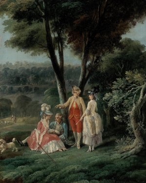 Promenade dans un parc by Jean-Baptiste Hilaire Oil Painting