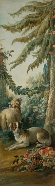 Chien et mouton dans un paysage by Jean-Baptiste Huet Oil Painting