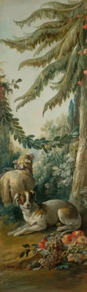 Chien et mouton dans un paysage by Jean-Baptiste Huet Chien et mouton dans un paysage by Jean-Baptiste Huet Oil Painting
