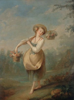 La Bouquetiere by Jean-Baptiste Huet Oil Painting