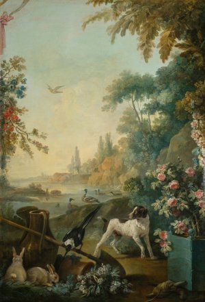 Paysage au chien by Jean-Baptiste Huet Oil Painting