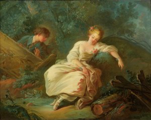 Young Couple in a Landscape by Jean-Baptiste Huet Oil Painting