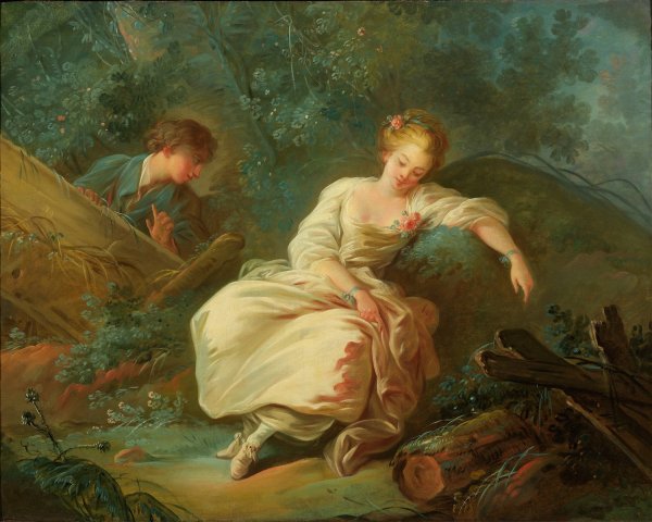 Young Couple in a Landscape by Jean-Baptiste Huet - Hand-Painted Oil Painting Reproduction