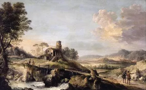 Pastoral Landscape with Figures by Jean-Baptiste Lallemand - Oil Painting Reproduction