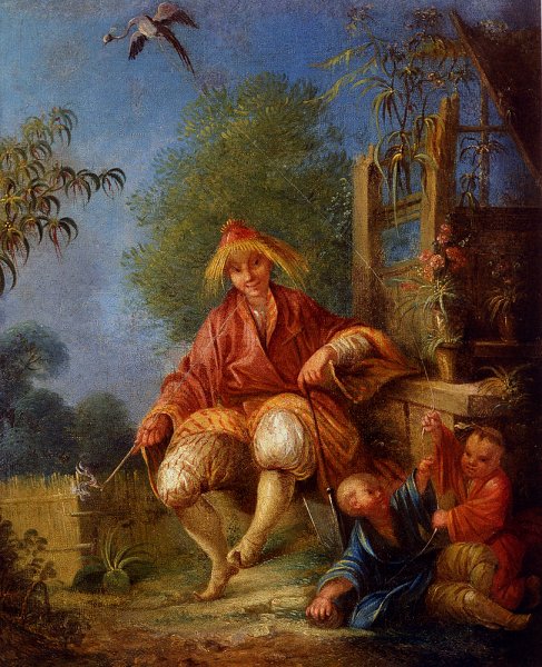 Main Product Photo of A Chinoiserie With A Man Smoking A Pipe Painting by Jean-Baptiste Le Prince