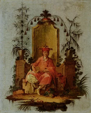 A Man Playing A Mandolin painting by Jean-Baptiste Le Prince