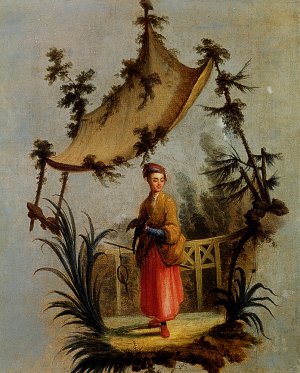 A Woman With A Bird by Jean-Baptiste Le Prince Oil Painting