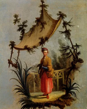 A Woman With A Bird painting by Jean-Baptiste Le Prince