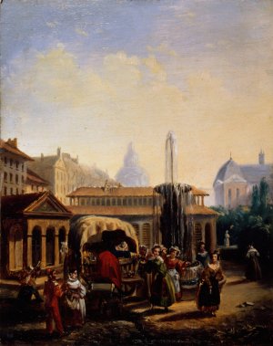 Le marche Saint-Martin by Jean Baptiste Lecoeur Oil Painting