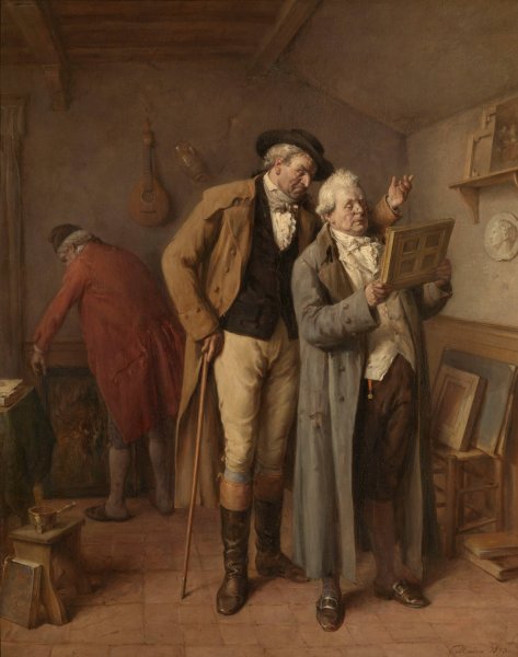 At the Art Dealer  by Jean-Baptiste Madou - Hand-Painted Oil Painting Reproduction